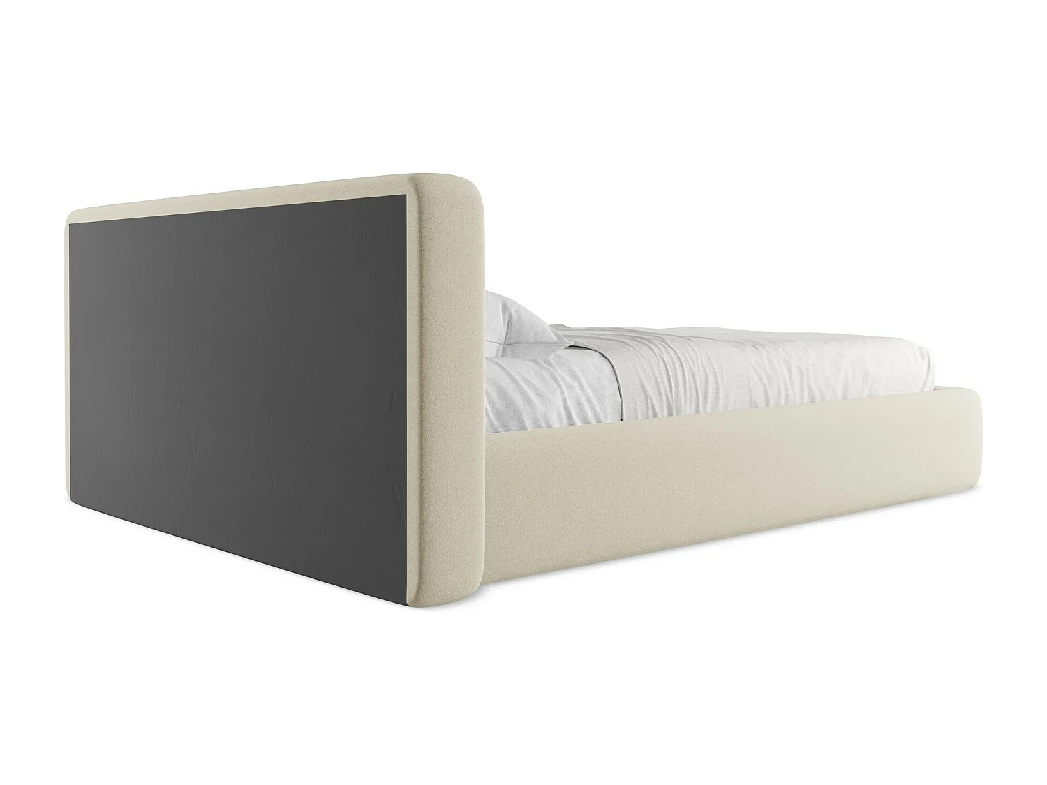 Bett mit Bettkasten - 180 x 225 - Bouclé - Hell beige - KIANA