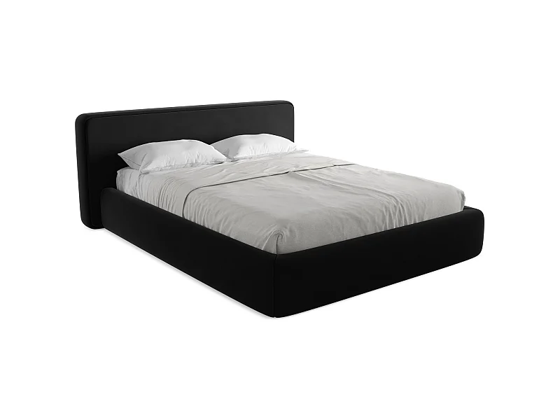 Łóżko 200 x 225 - z weluru - czarny - KIANA