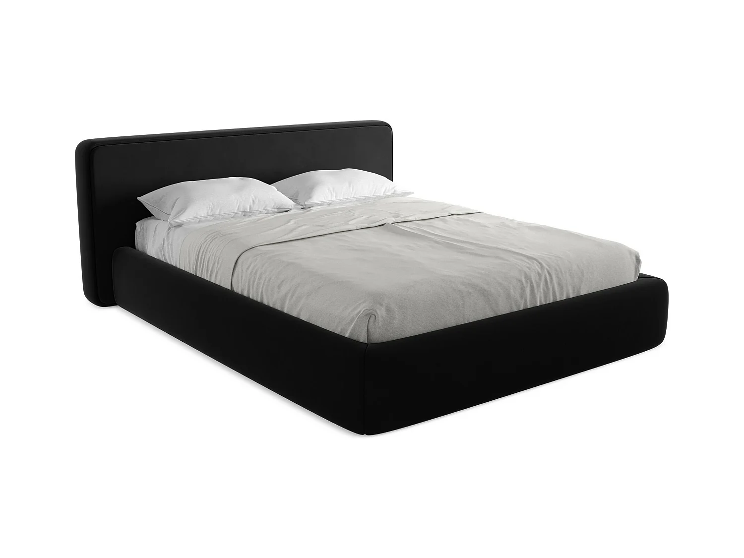 Bett mit Bettkasten - 200 x 225 - Samt - Schwarz - KIANA