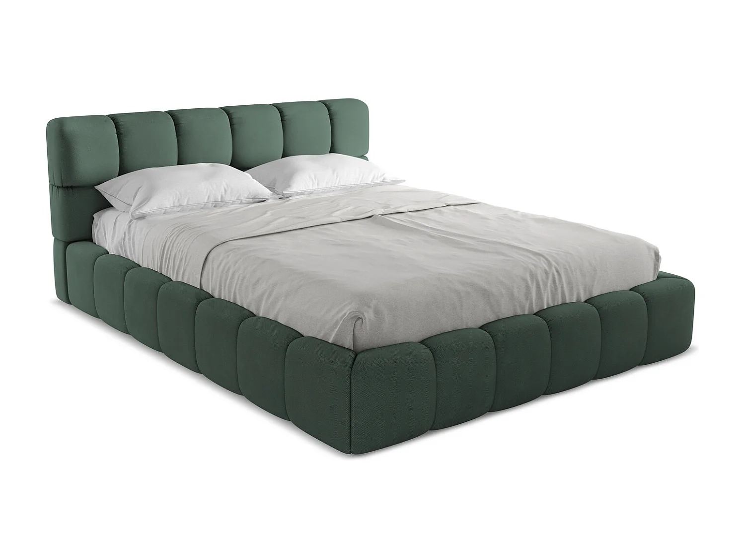 Bed met opbergruimte 180 x 228 - chenille stof - groente - NALU