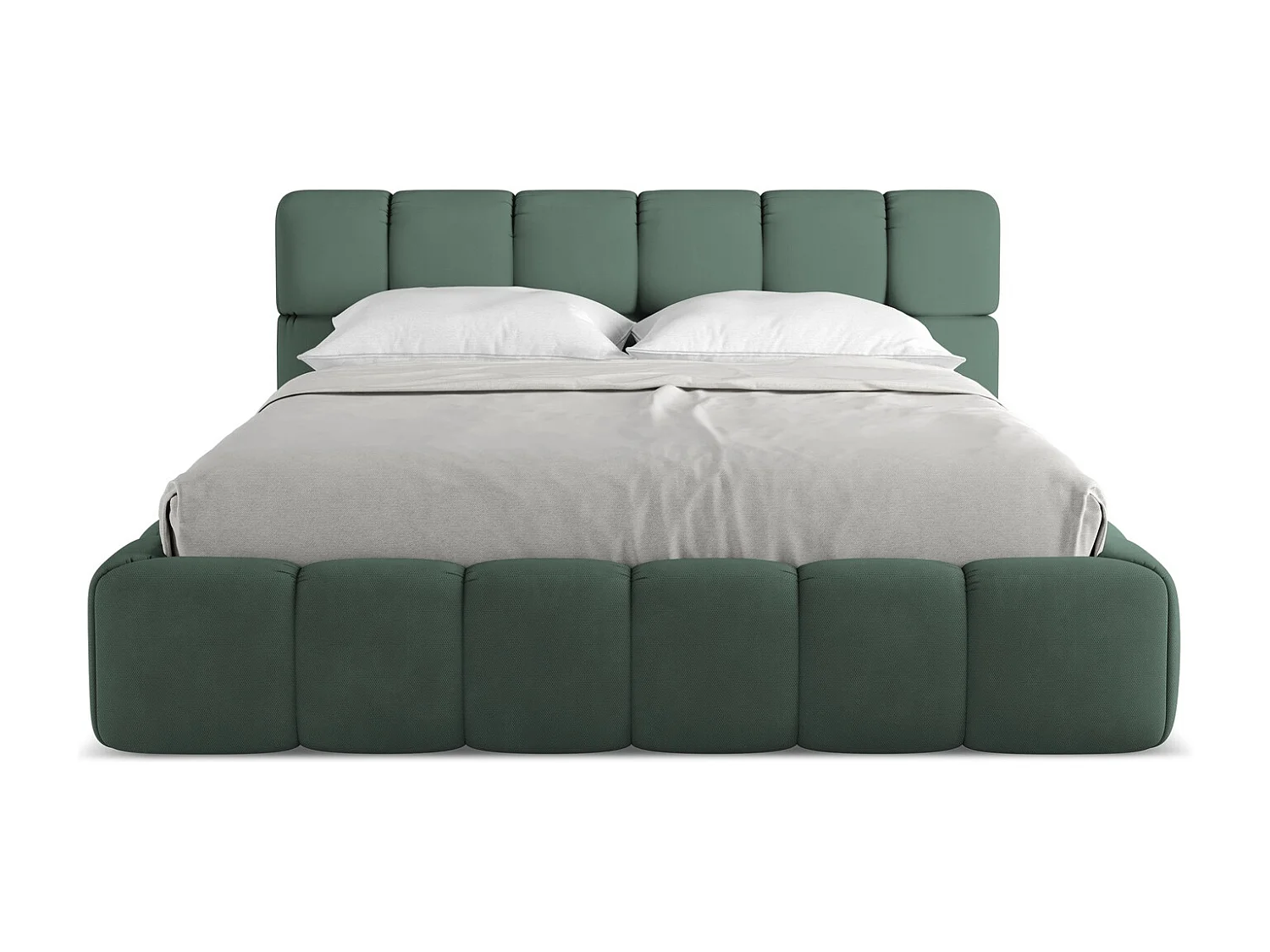 Bed met opbergruimte 180 x 228 - chenille stof - groente - NALU