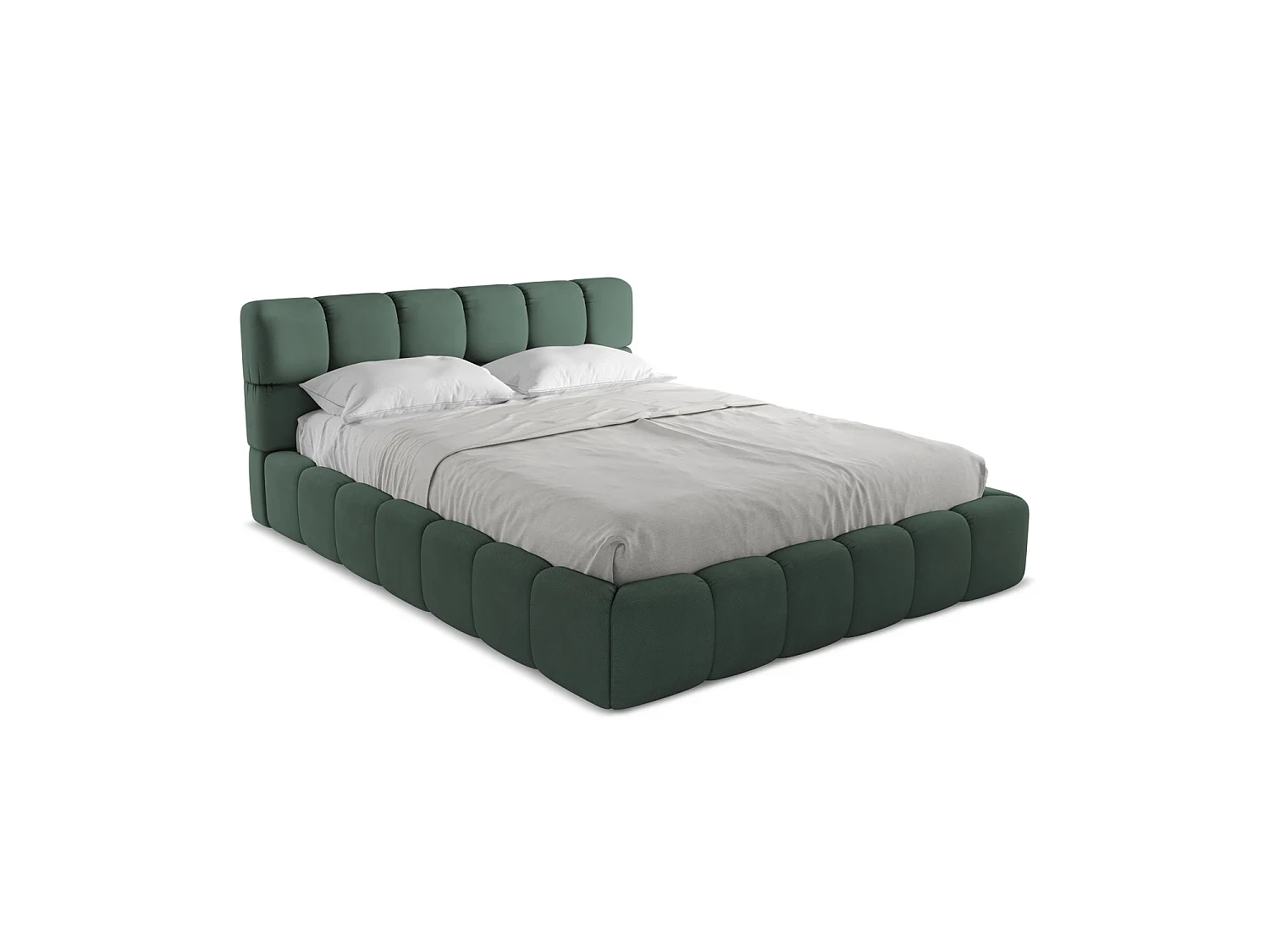 Lit coffre en tissu chenille 180 x 228 - vert - ROMA