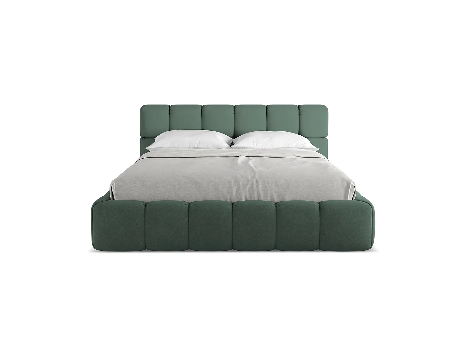Lit coffre en tissu chenille 180 x 228 - vert - ROMA