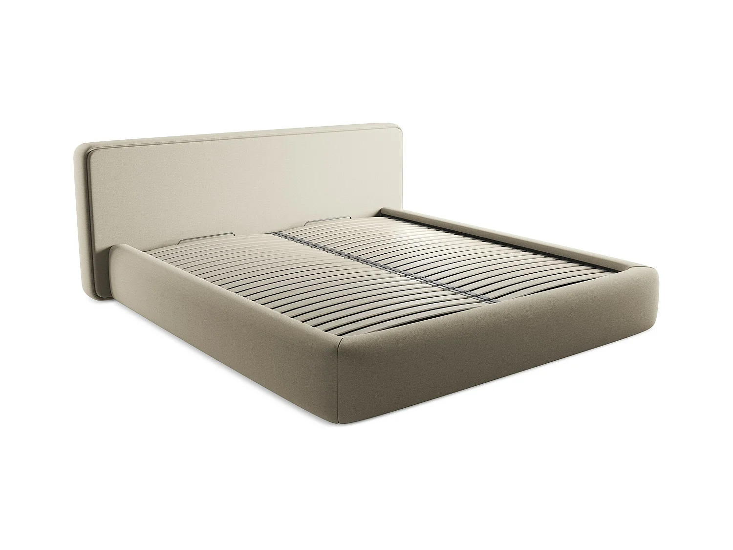 Bed met opbergruimte 220 x 225 - bouclé - beige - KIANA