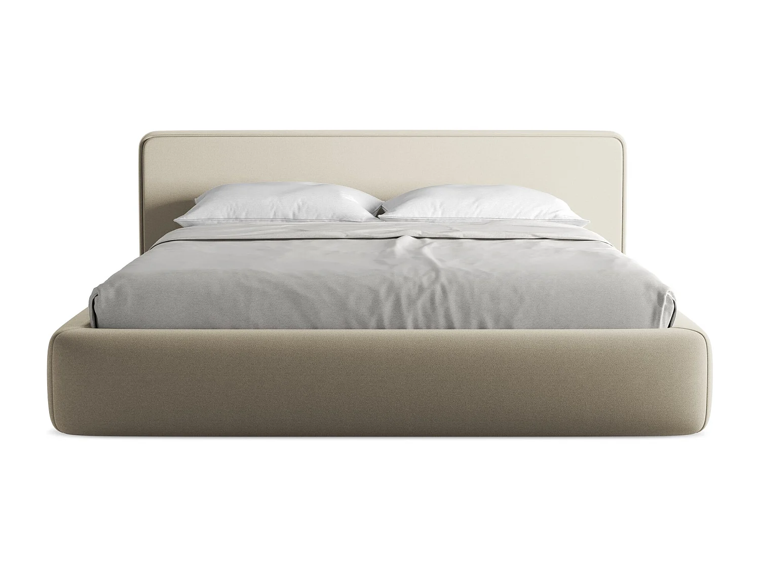 Cama com espaço de arrumação 180x200 cm em tecido bouclé - bege - KIANA