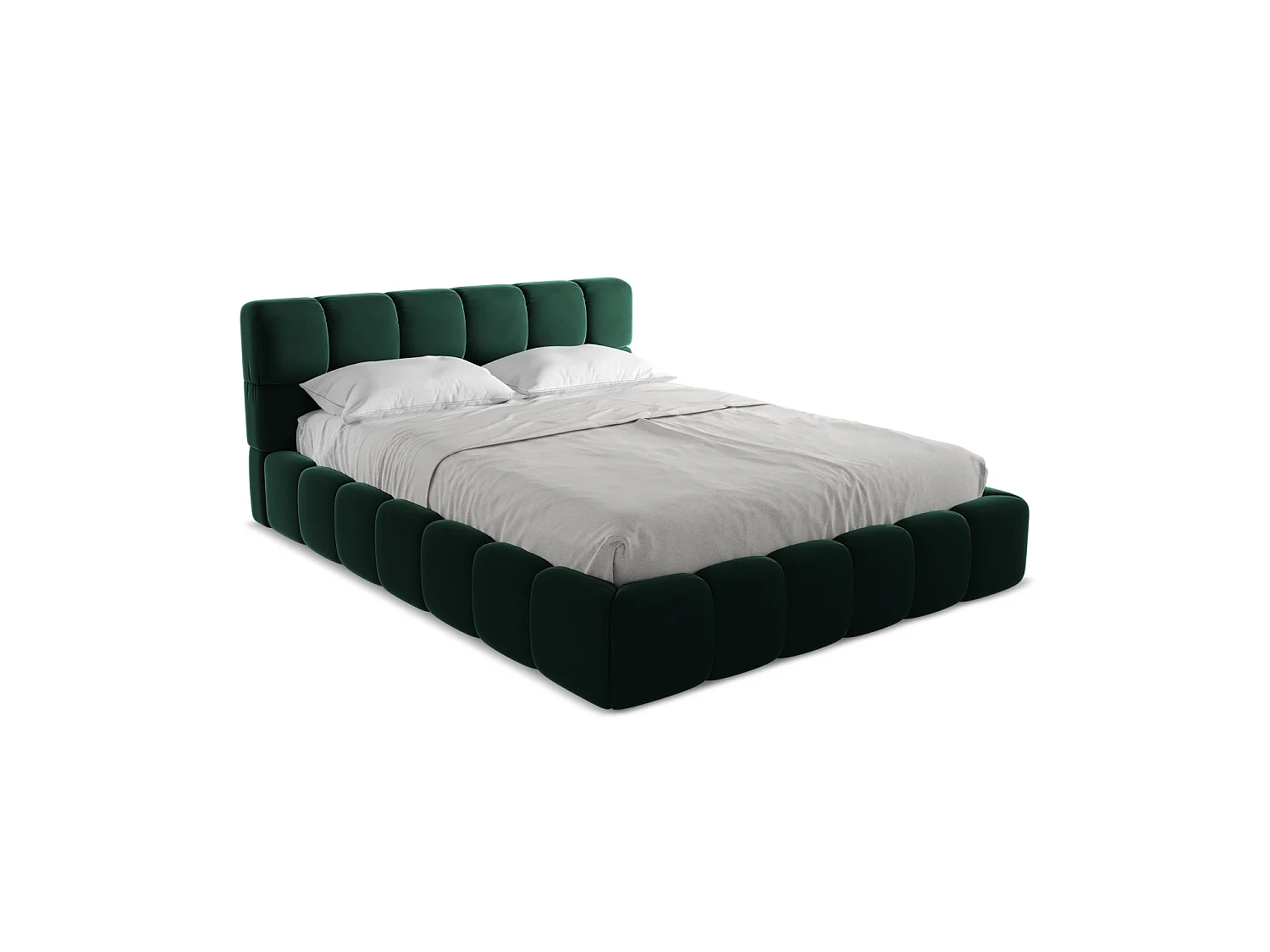 Bed met opbergruimte 180 x 228 - velours - flessengroen - ROMA