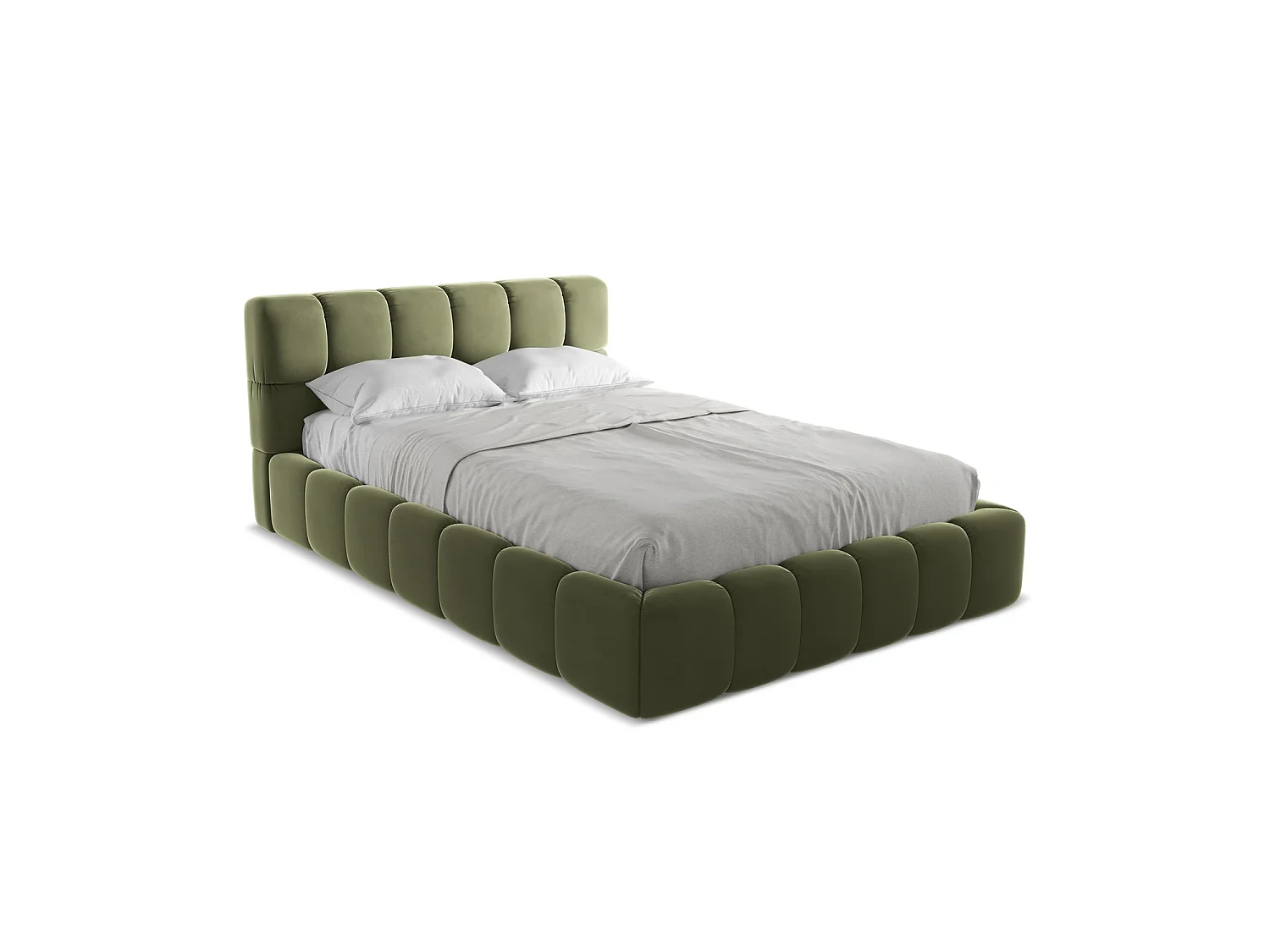 Bed met opbergruimte 160 x 228 - velours - olijf - ROMA