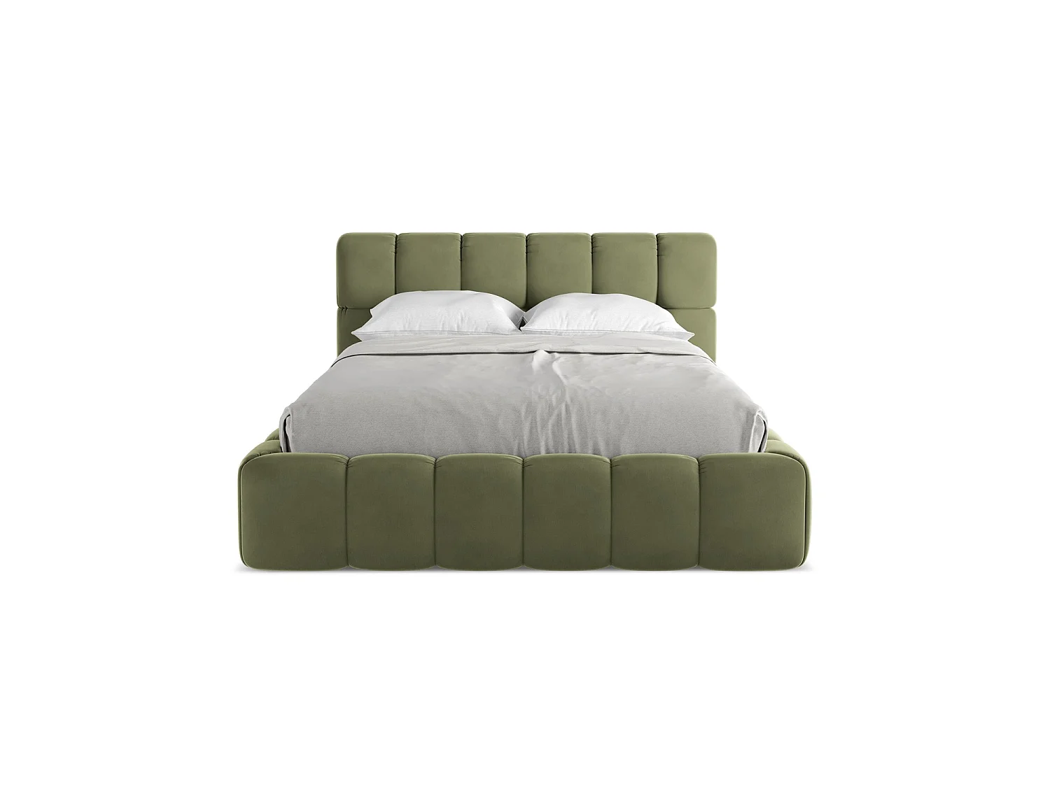 Bed met opbergruimte 160 x 228 - velours - olijf - ROMA