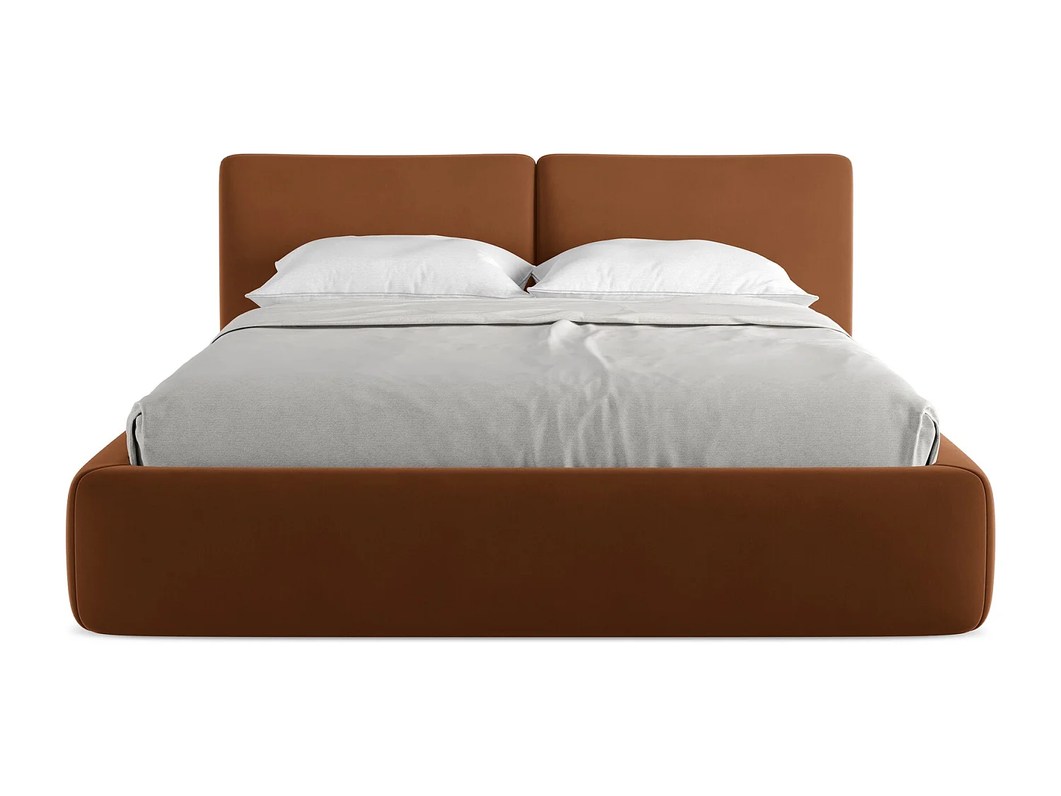 Łóżko 180 x 228 - z weluru - terakota - HOKU