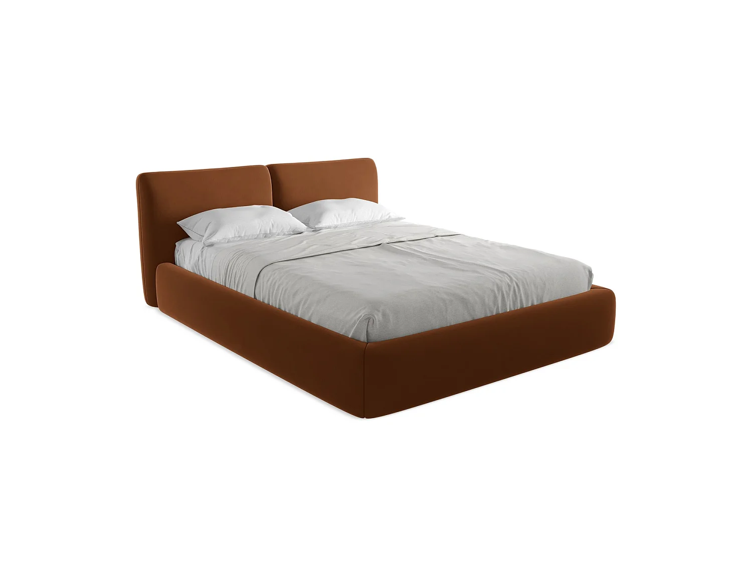 Lit coffre en velours 180 x 228 - terre cuite - MILANO