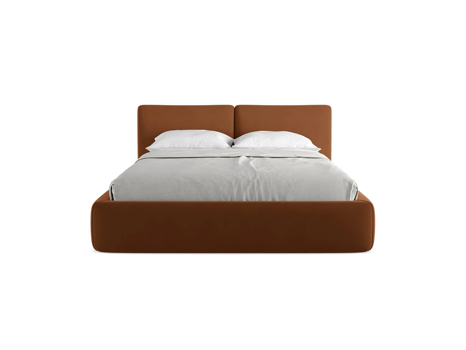 Lit coffre en velours 180 x 228 - terre cuite - MILANO