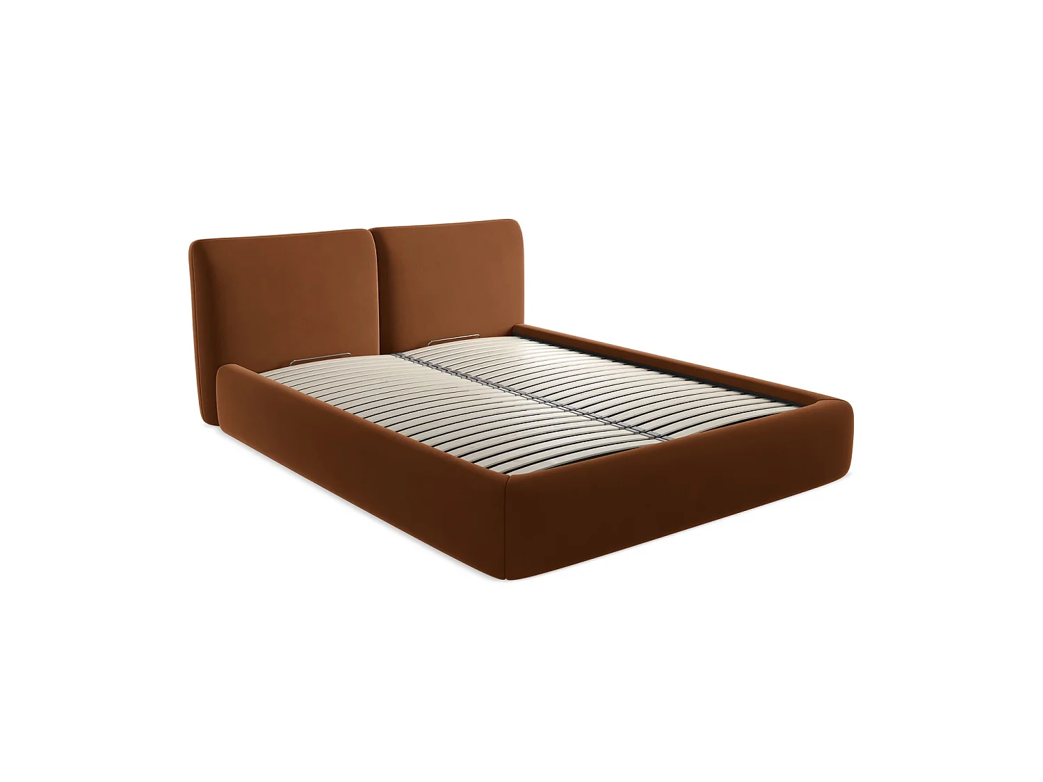 Lit coffre en velours 180 x 228 - terre cuite - MILANO