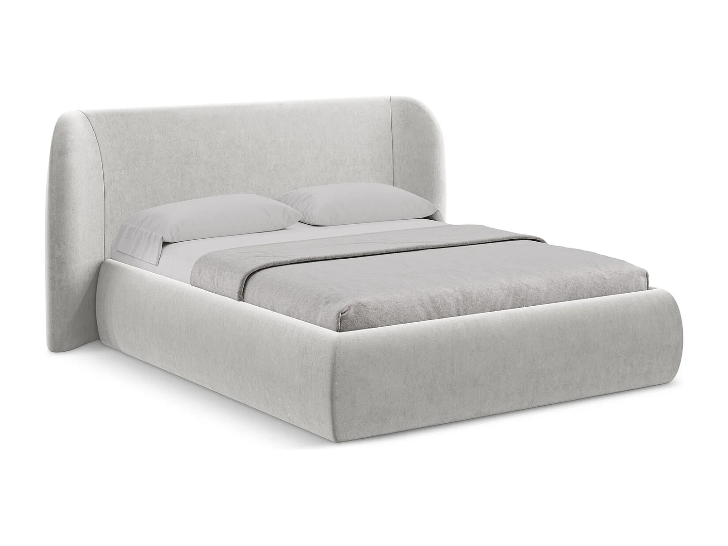 Lit coffre en velours 160 x 200 - argent - HAUKE