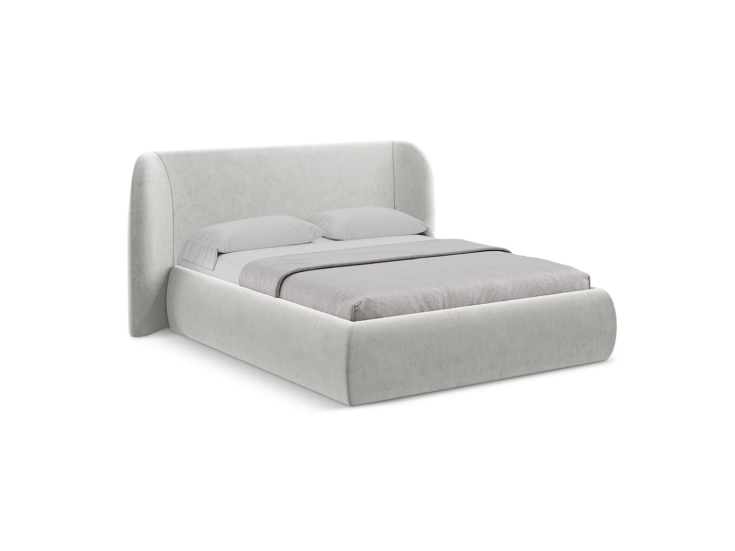 Lit coffre en velours 210 x 215 - argent - TRIESTE
