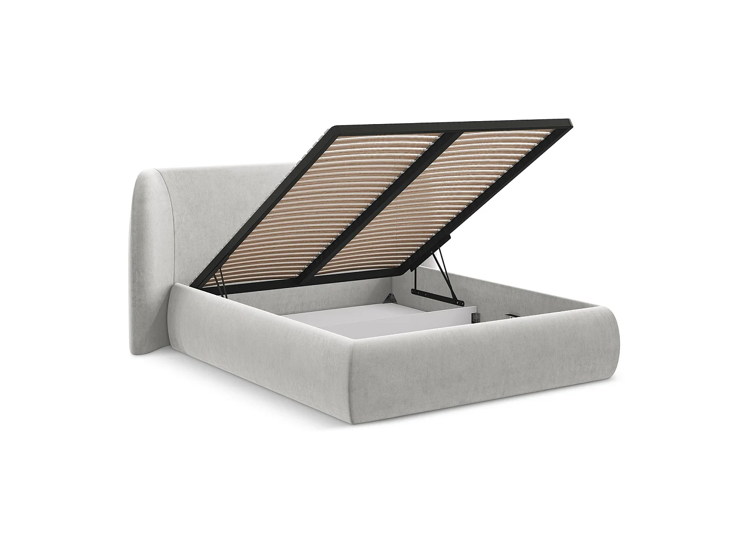 Lit coffre en velours 210 x 215 - argent - TRIESTE