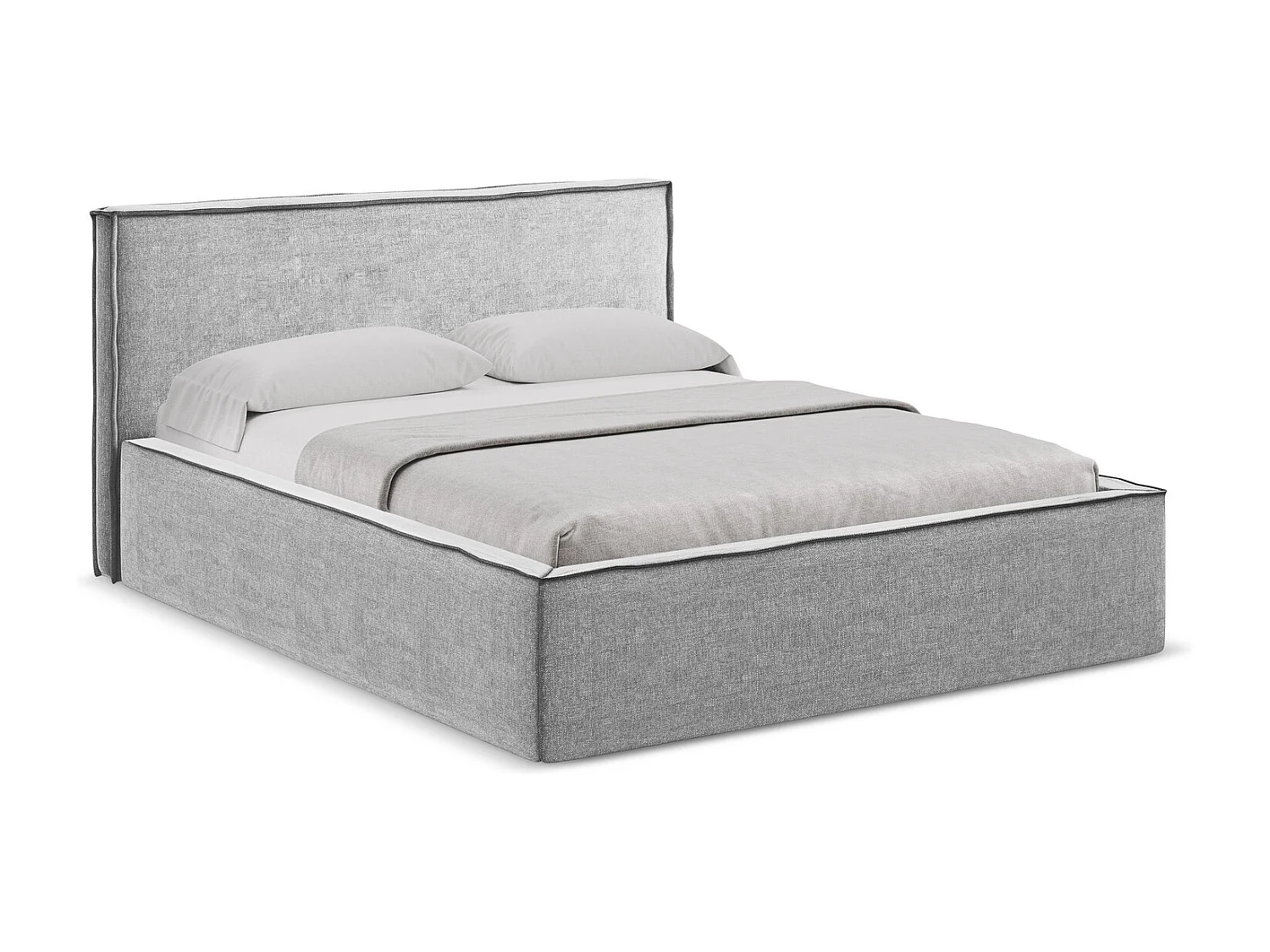 Bed met opbergruimte 200 x 228 - chenille stof - lichtgrijs - ANANI