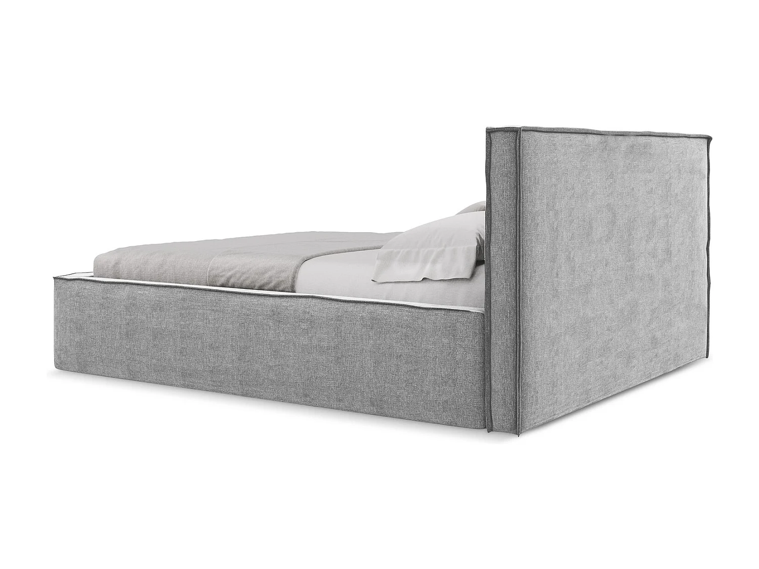 Bed met opbergruimte 200 x 228 - chenille stof - lichtgrijs - ANANI