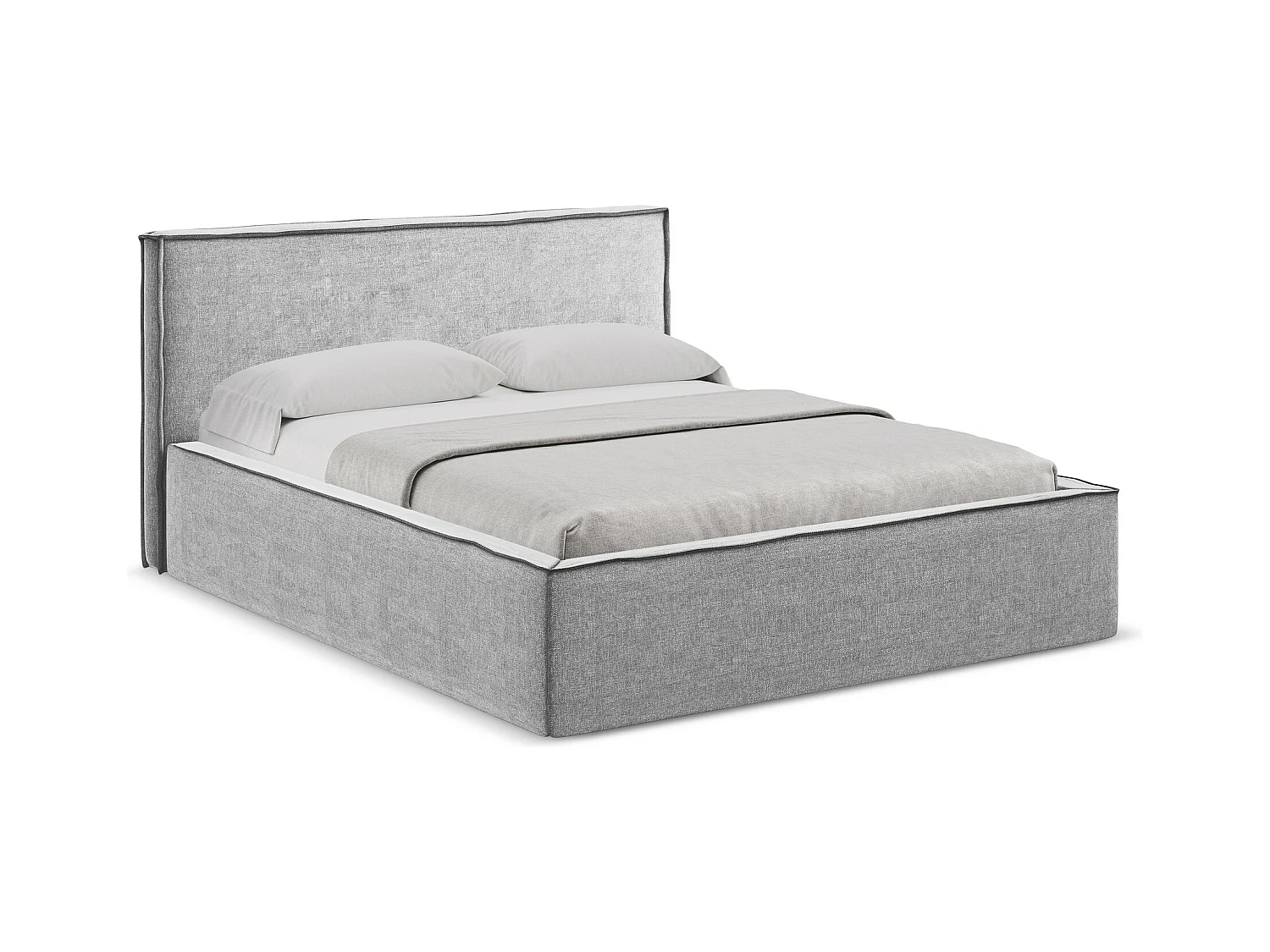 Bed met opbergruimte 200 x 228 - chenille stof - lichtgrijs - ANANI