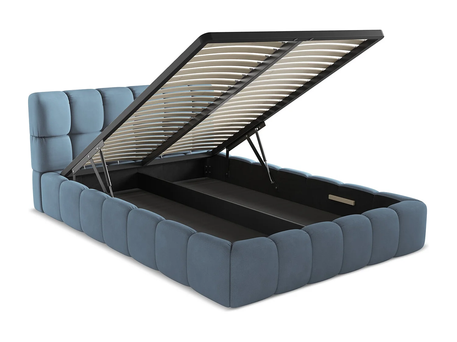 Bed met opbergruimte 160 x 228 - chenille stof - jeans - NALU