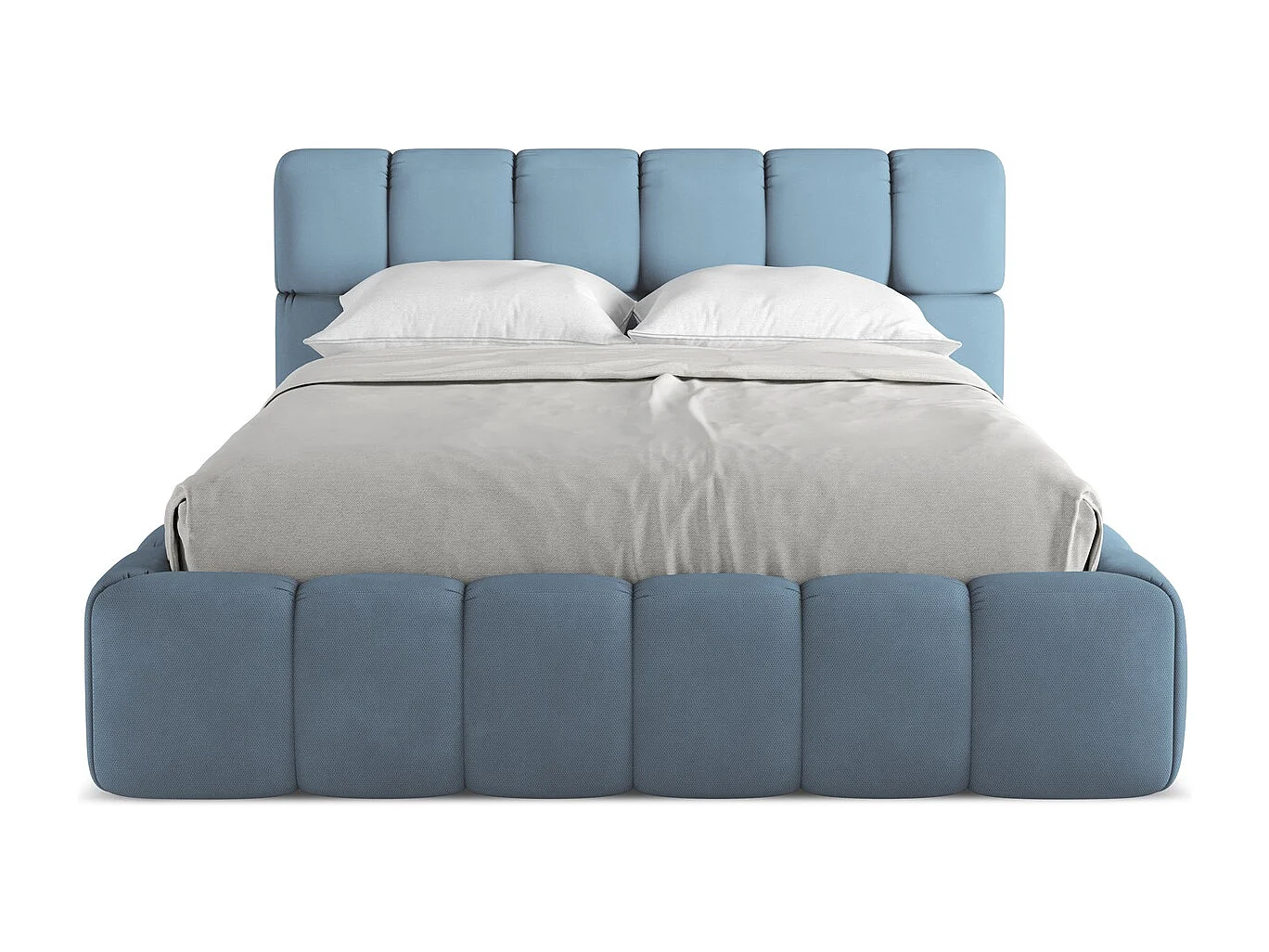 Lit coffre en tissu chenille 140 x 200 - jeans - NALU