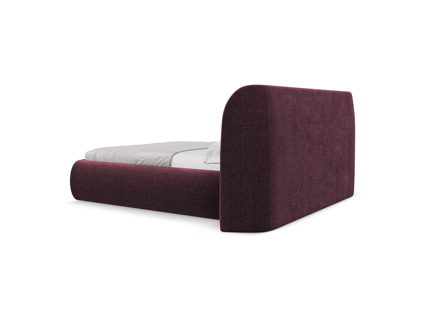 Bett mit Bettkasten - 210 x 215 - Chenille - Rotwein - TRIESTE