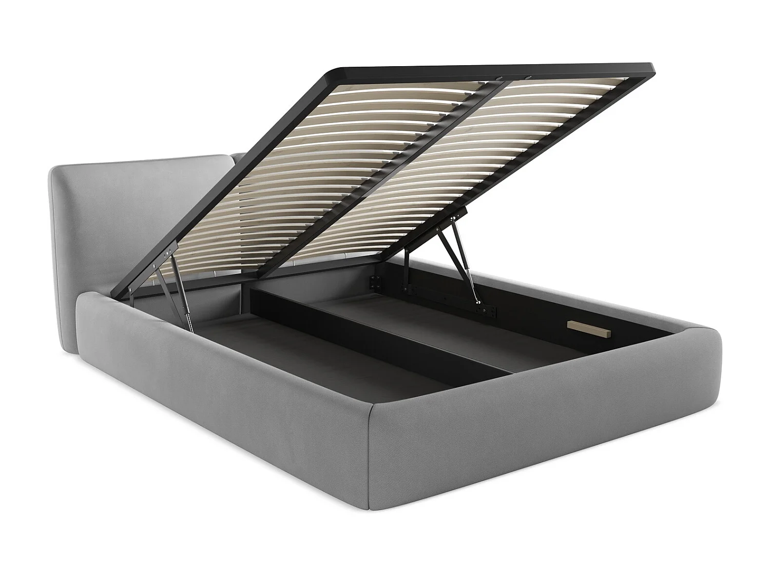 Lit coffre en tissu chenille 160 x 200 - graphite - HOKU