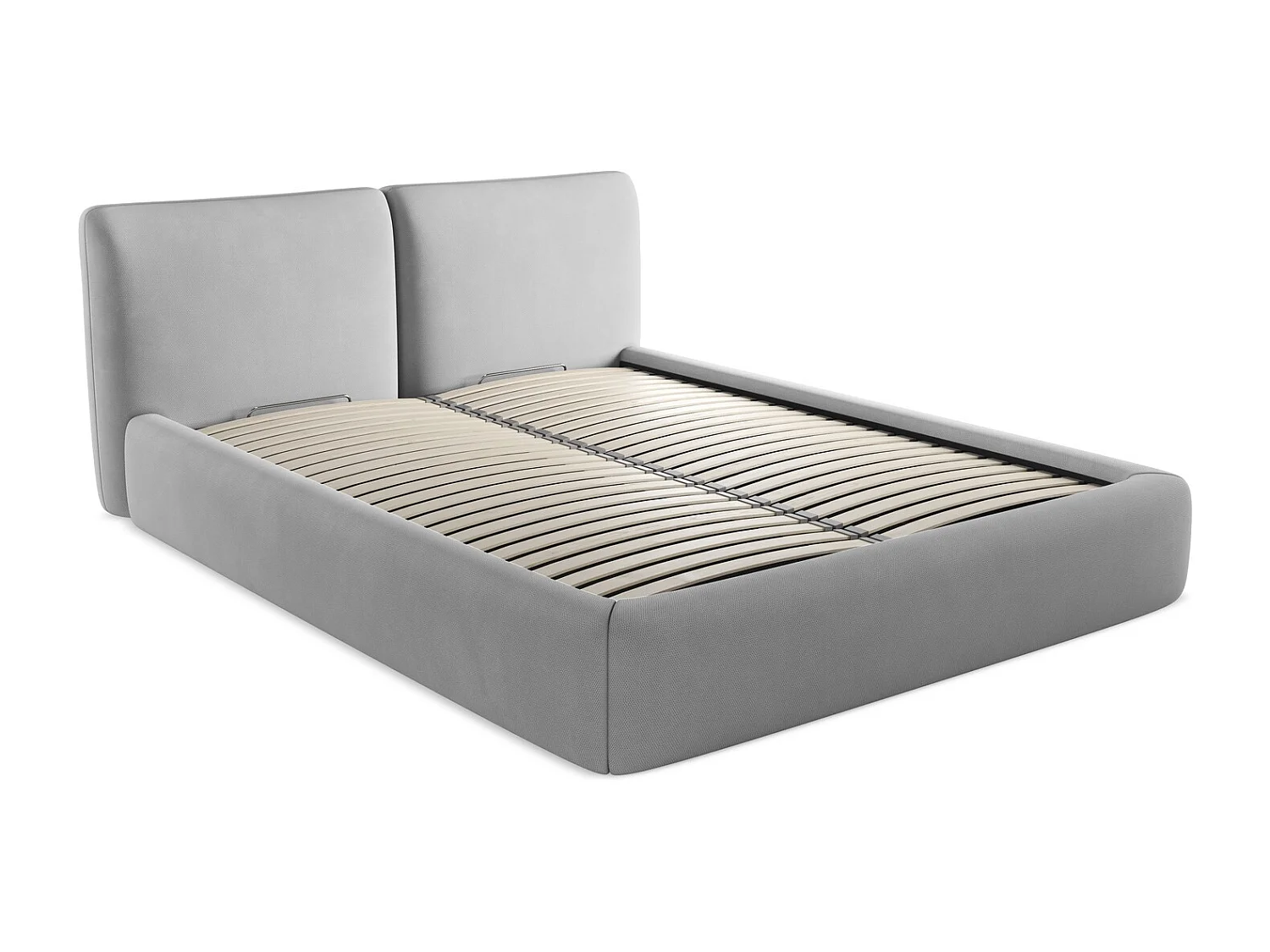 Lit coffre en tissu chenille 160 x 200 - graphite - HOKU