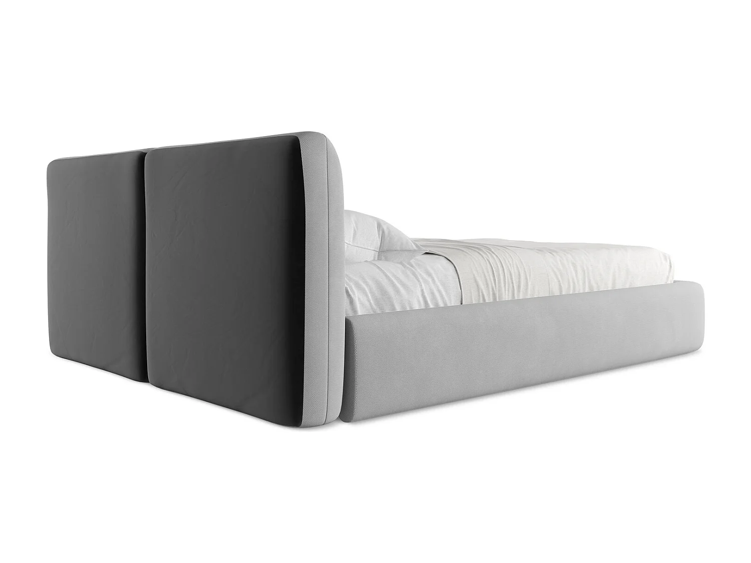 Lit coffre en tissu chenille 160 x 200 - graphite - HOKU