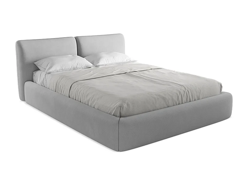 Lit coffre en tissu chenille 160 x 200 - graphite - HOKU