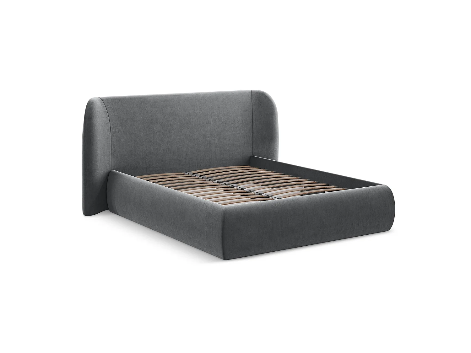Bed met opbergruimte 210 x 215 - velours - staal - TRIESTE