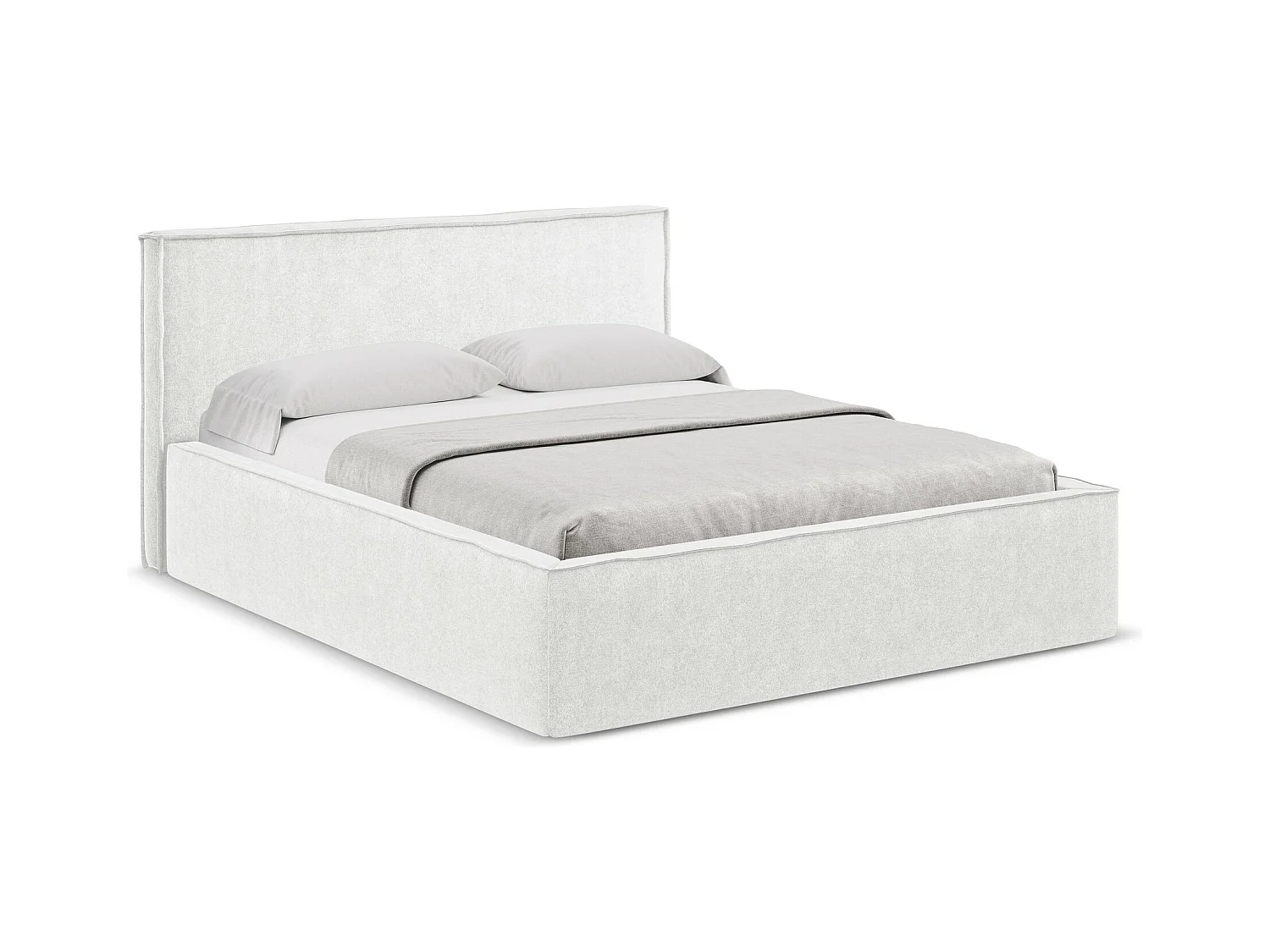 Lit coffre en tissu bouclette 180 x 200 - blanc - ANANI