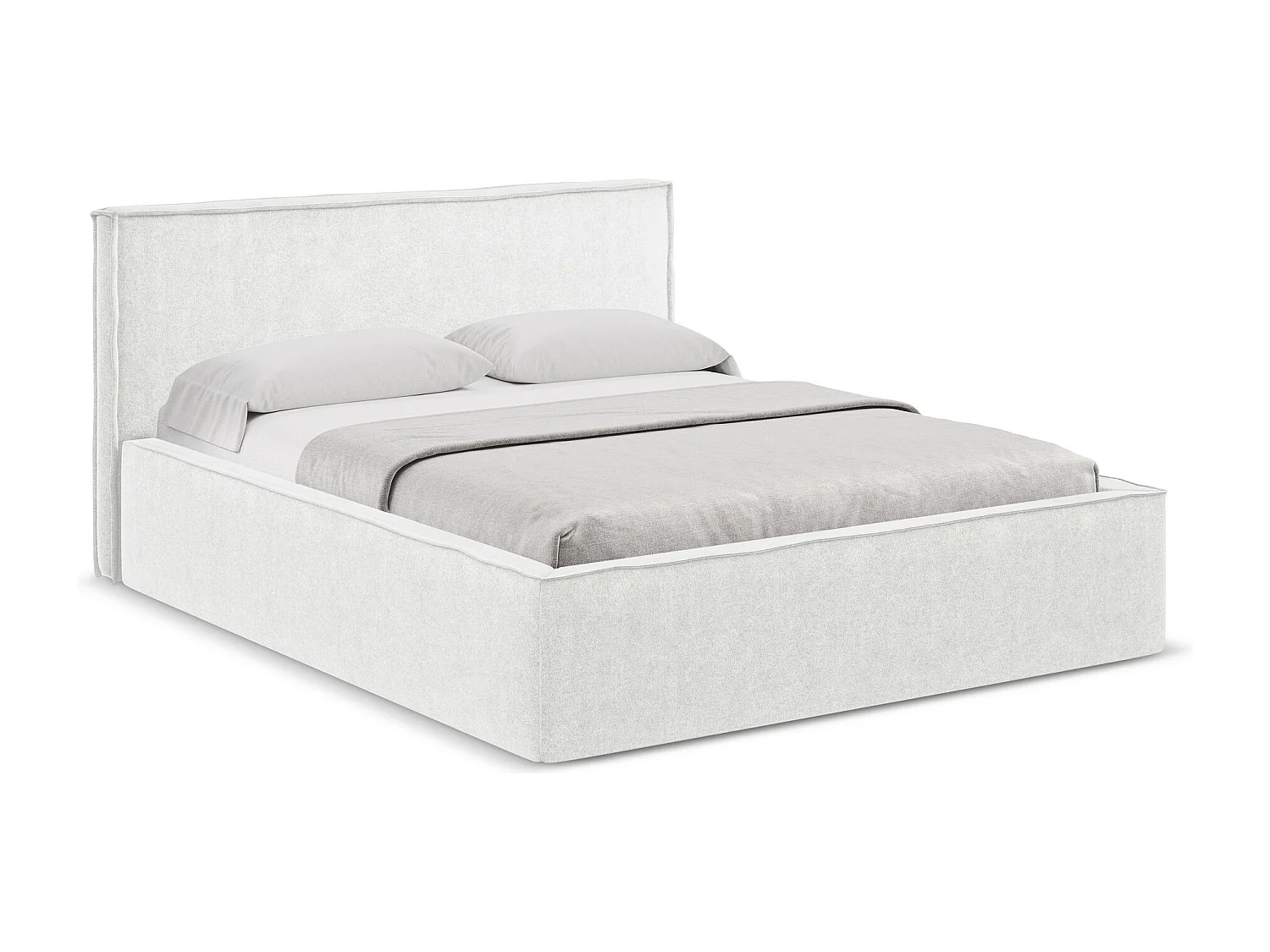 Lit coffre en tissu bouclette 180 x 200 - blanc - ANANI