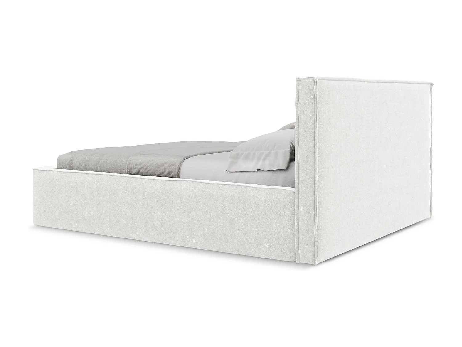 Lit coffre en tissu bouclette 180 x 200 - blanc - ANANI