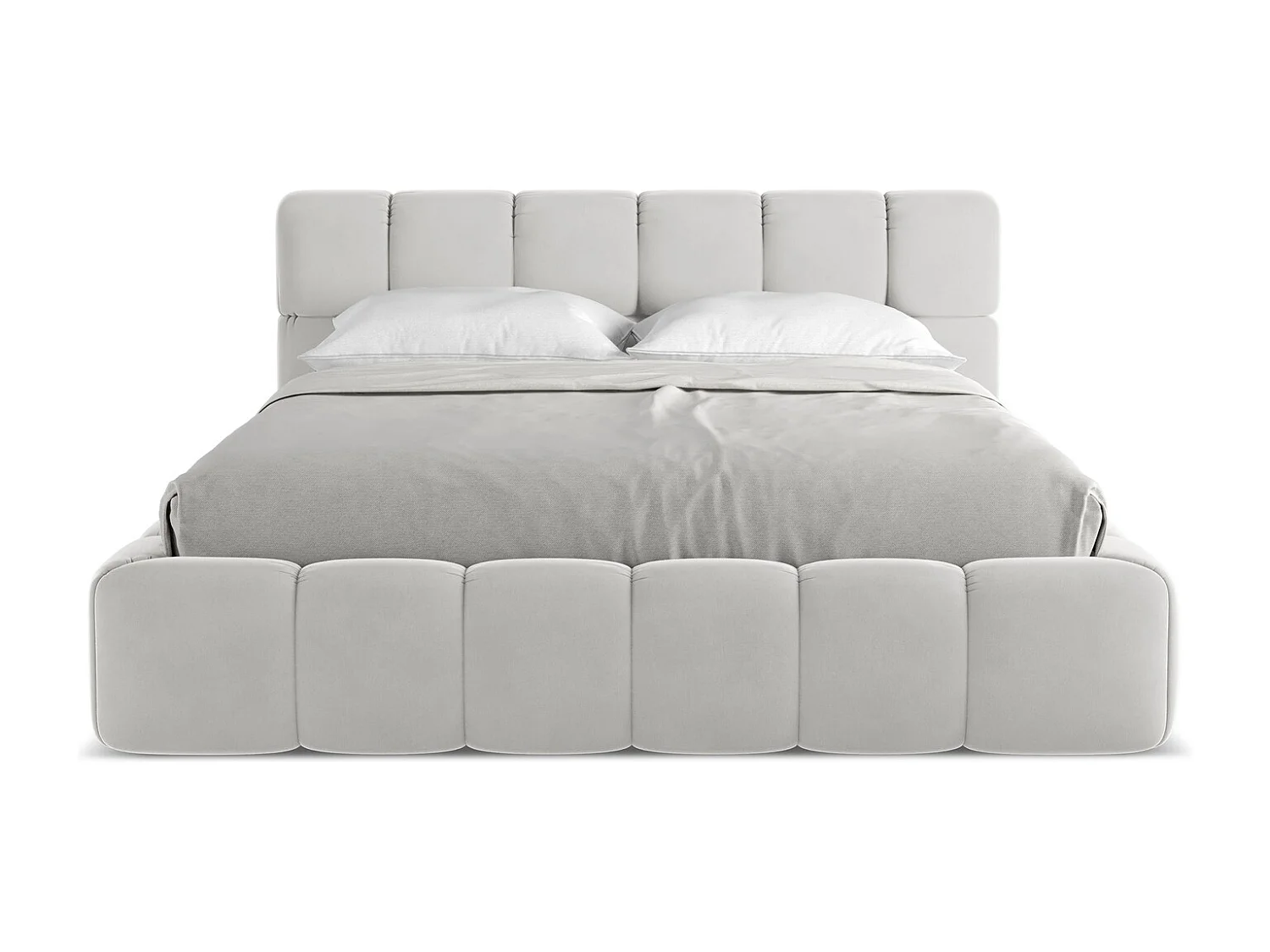 Lit coffre en velours 160 x 200 - argent - NALU