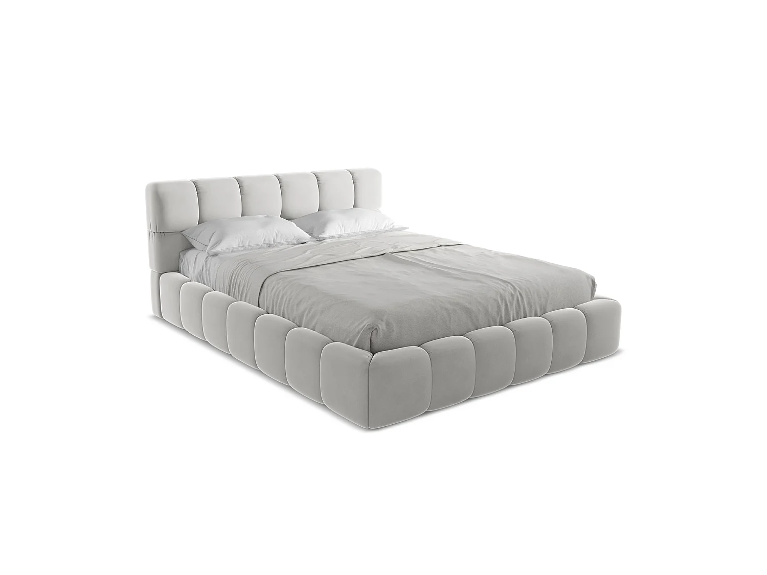 Bed met opbergruimte 180 x 228 - velours - zilver - ROMA