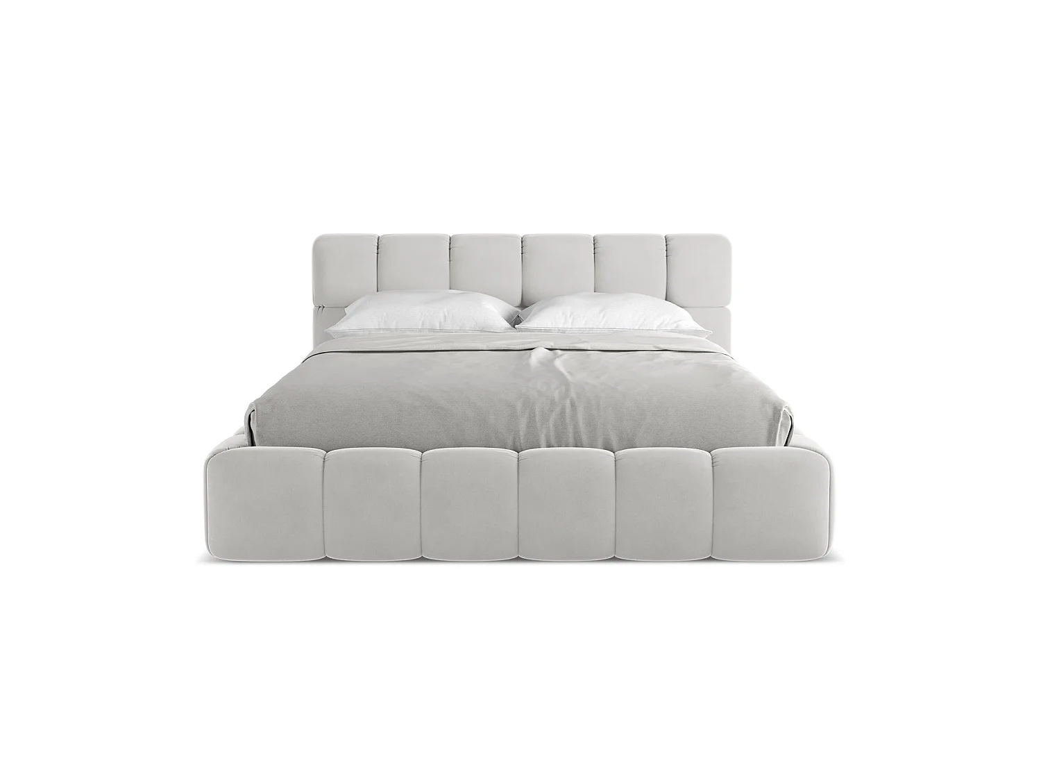 Bed met opbergruimte 180 x 228 - velours - zilver - ROMA