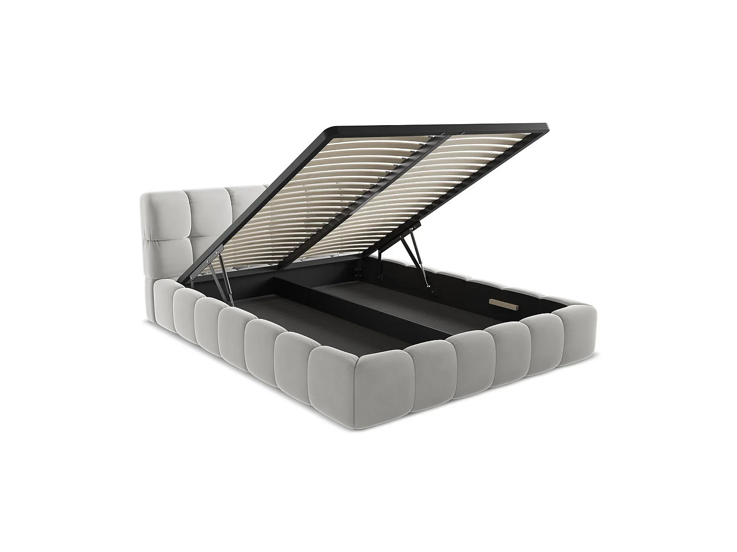 Bed met opbergruimte 180 x 228 - velours - zilver - ROMA