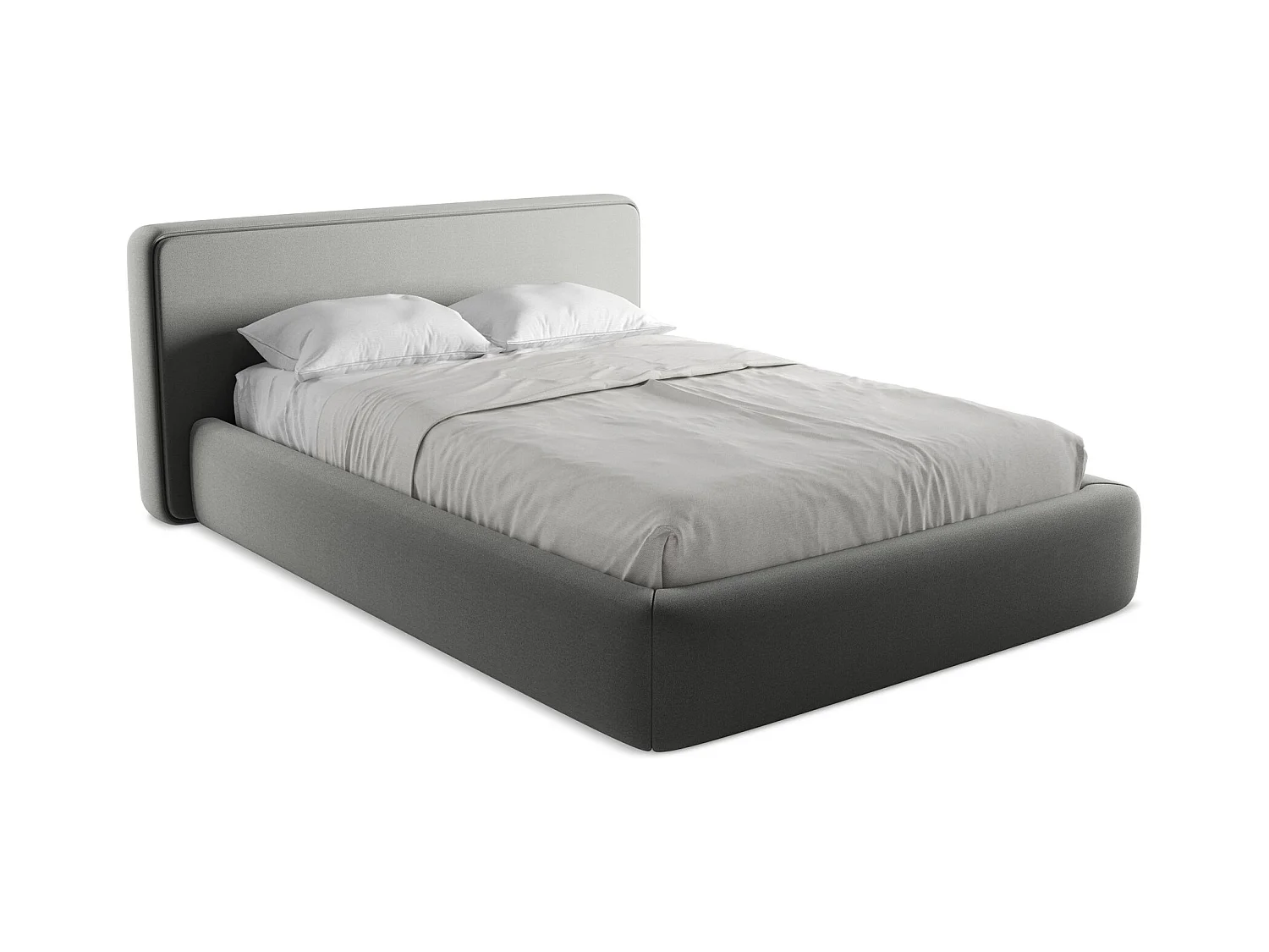 Bett mit Bettkasten - 180 x 225 - Bouclé - Graubeige - KIANA