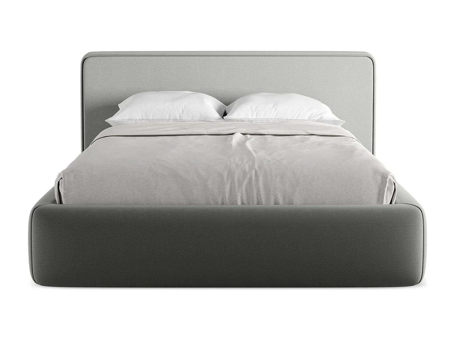 Cama com espaço de arrumação 140x200 cm em tecido bouclé - bege acinzentado - KIANA