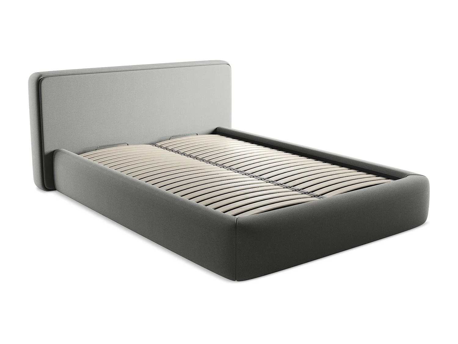 Cama com espaço de arrumação 140x200 cm em tecido bouclé - bege acinzentado - KIANA