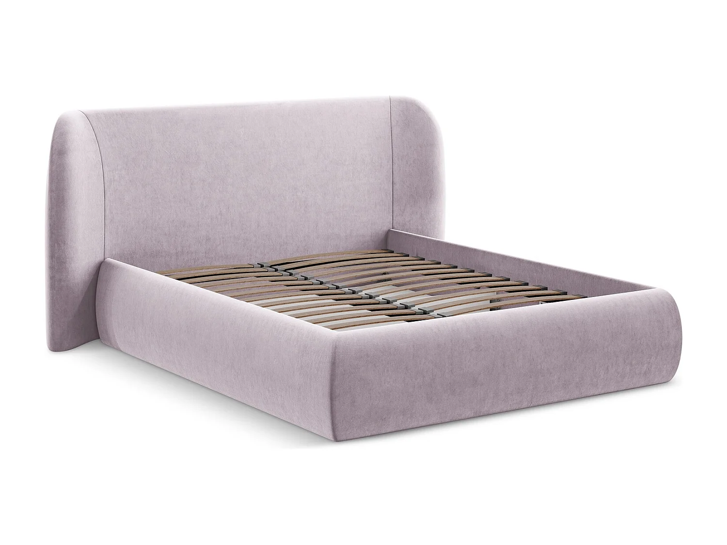 Bett mit Bettkasten - 230 x 215 - Samt - Lavendel - HAUKE