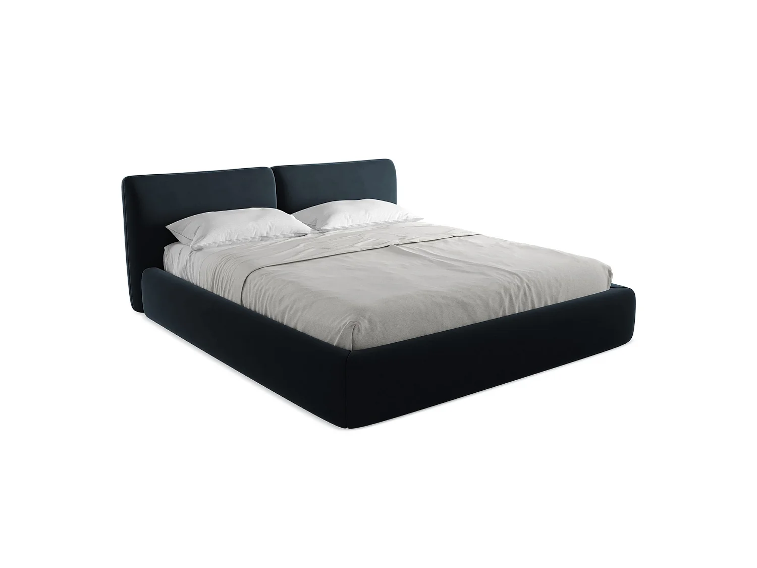 Lit coffre en velours 200 x 228 - bleu royal - MILANO