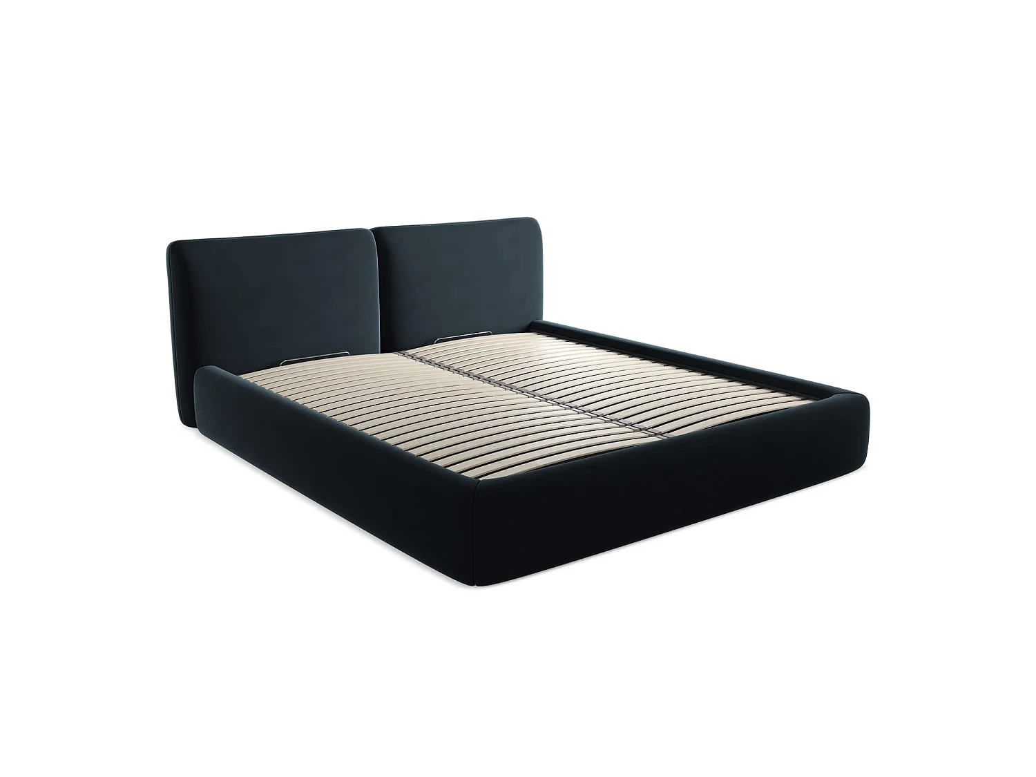 Lit coffre en velours 200 x 228 - bleu royal - MILANO
