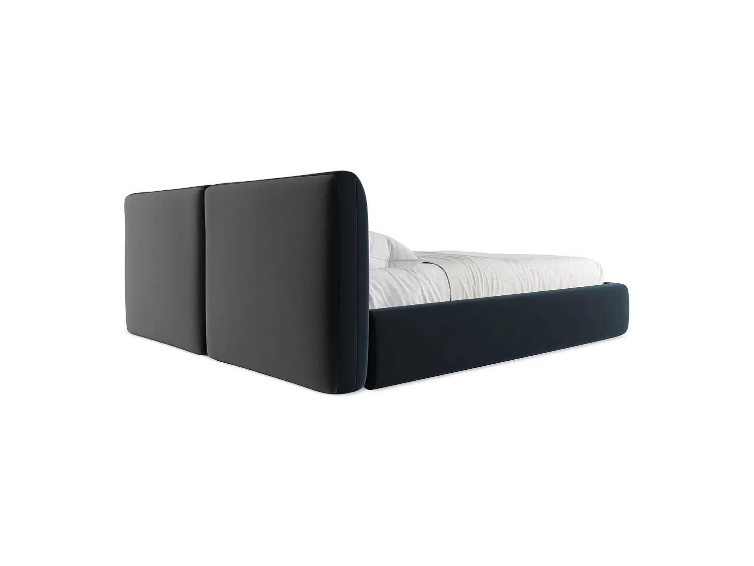 Lit coffre en velours 200 x 228 - bleu royal - MILANO