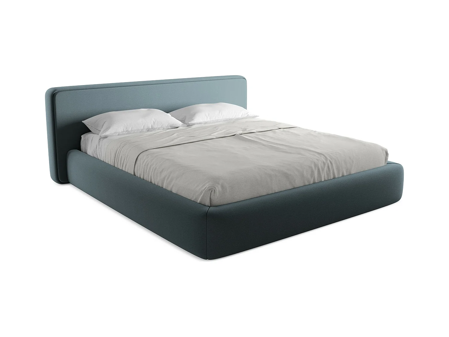 Bed met opbergruimte 220 x 225 - bouclé - jeans - KIANA