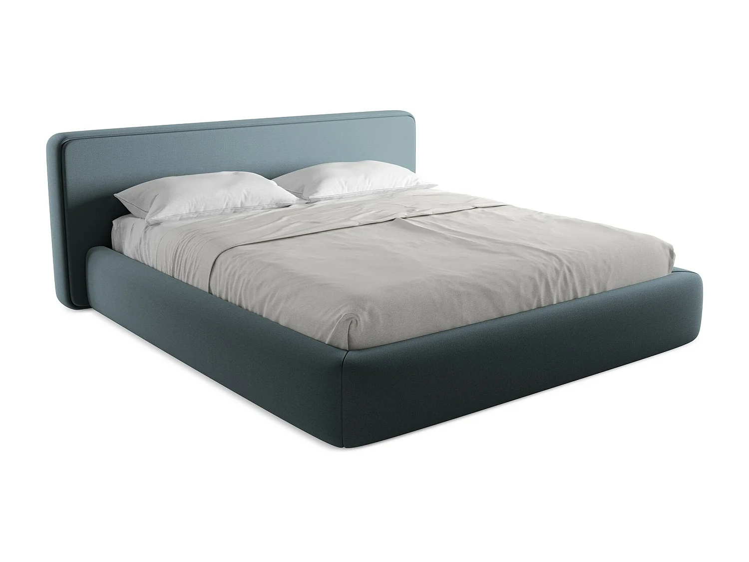 Lit coffre en tissu bouclette 180 x 200 - jeans - KIANA