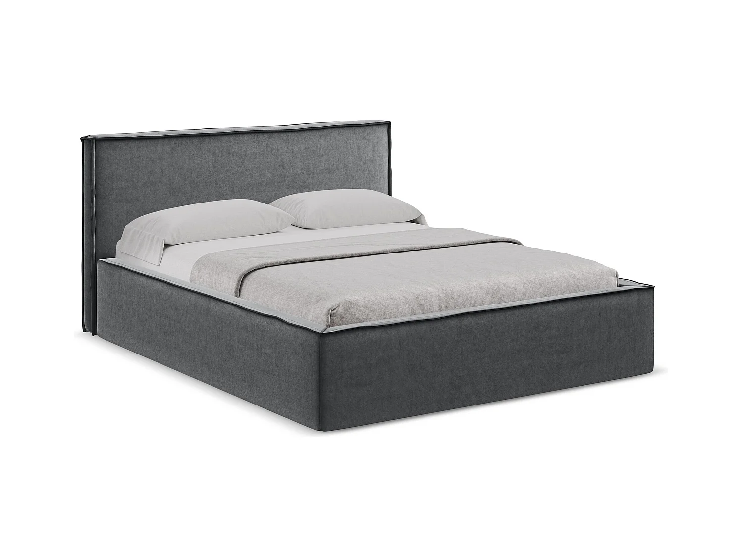 Lit coffre en velours 140 x 200 - acier - ANANI