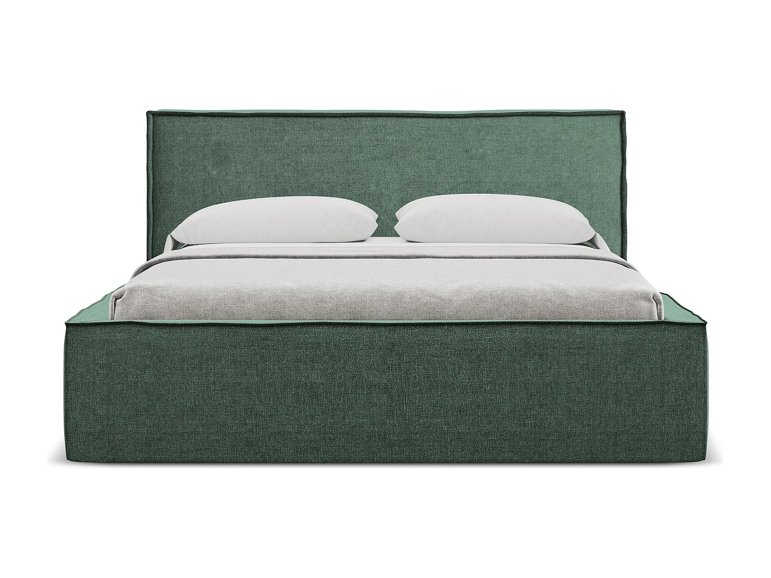 Cama com espaço de arrumação 140x200 cm em tecido chenille - verde - ANANI