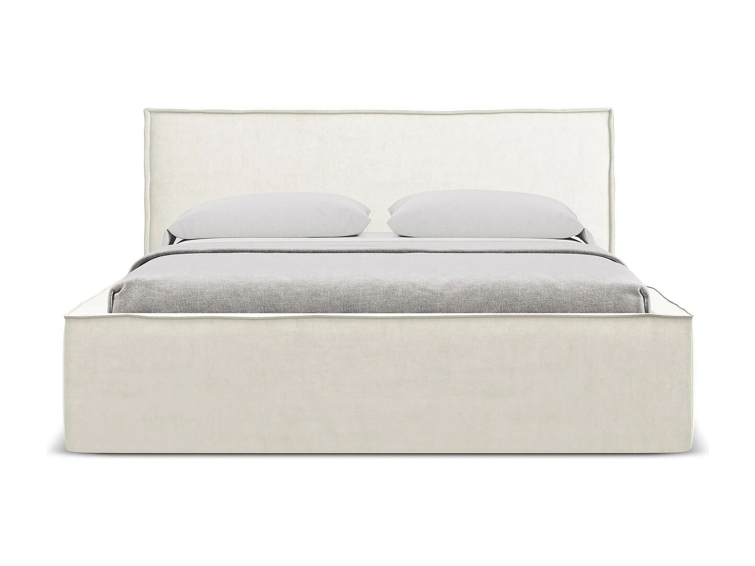 Bed met opbergruimte 180 x 228 - velours - lichtbeige - ANANI