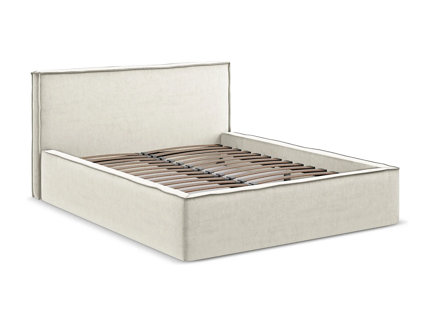 Bed met opbergruimte 180 x 228 - velours - lichtbeige - ANANI